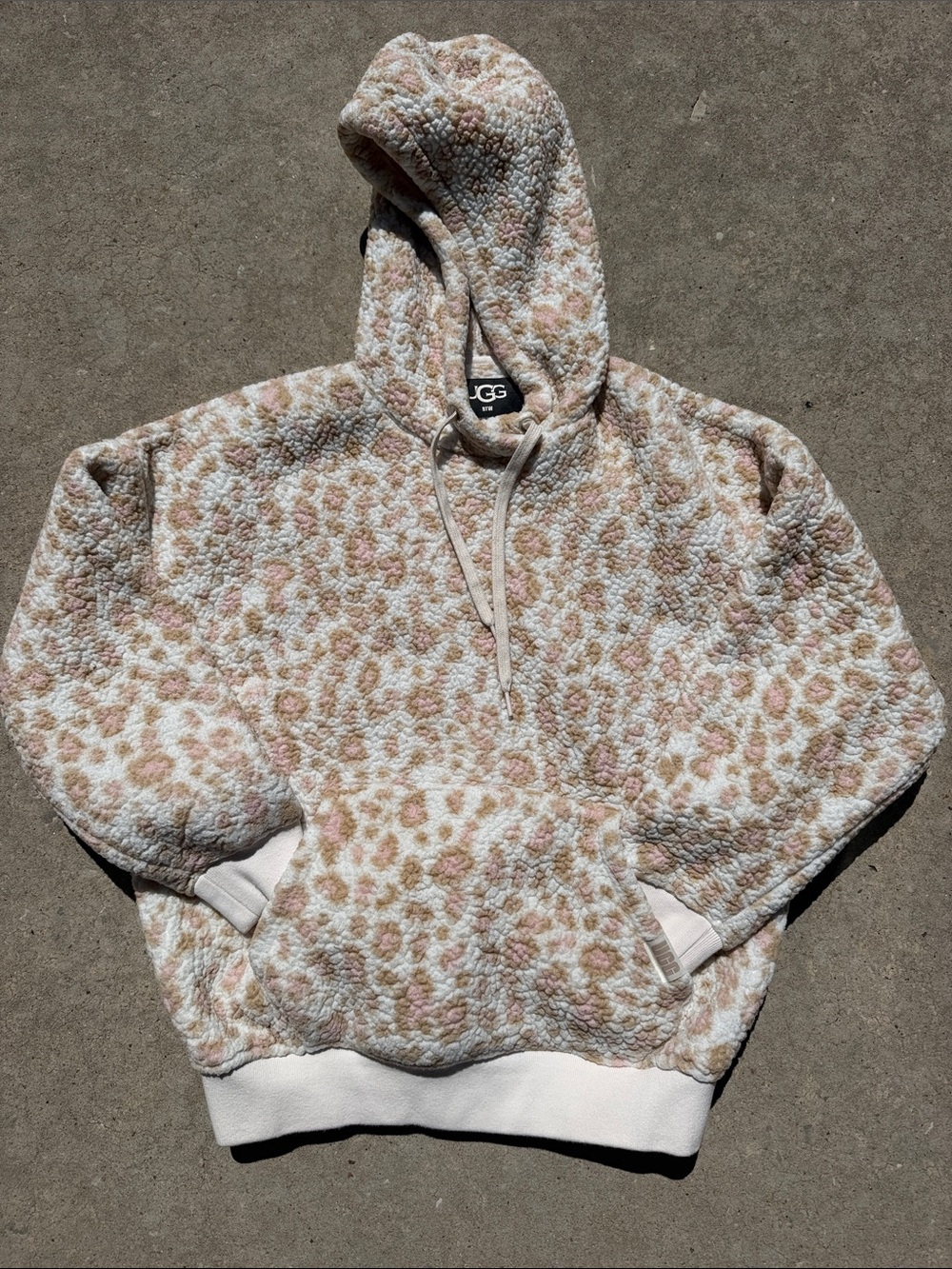 UGG Leopard Sherpa Hoodie - Cream, Pink & Beige
